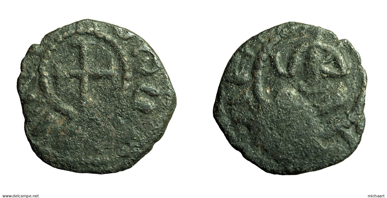 Cilician Armenia Medieval Coin Levon III 19mm King / Cross 04387 - Arménie