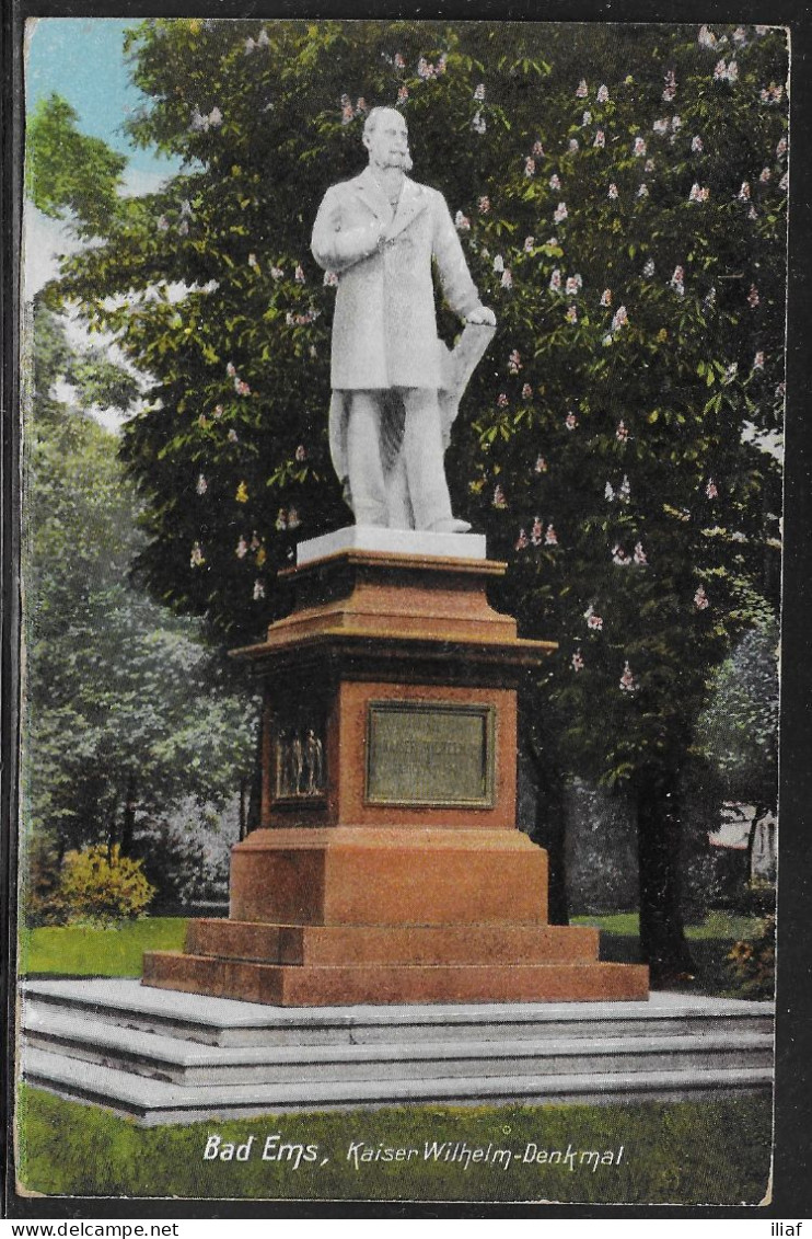Germany. Bad Ems. Kaiser Wilhelm-Denkmal. Illustrated View Posted Postcard - Bad Ems