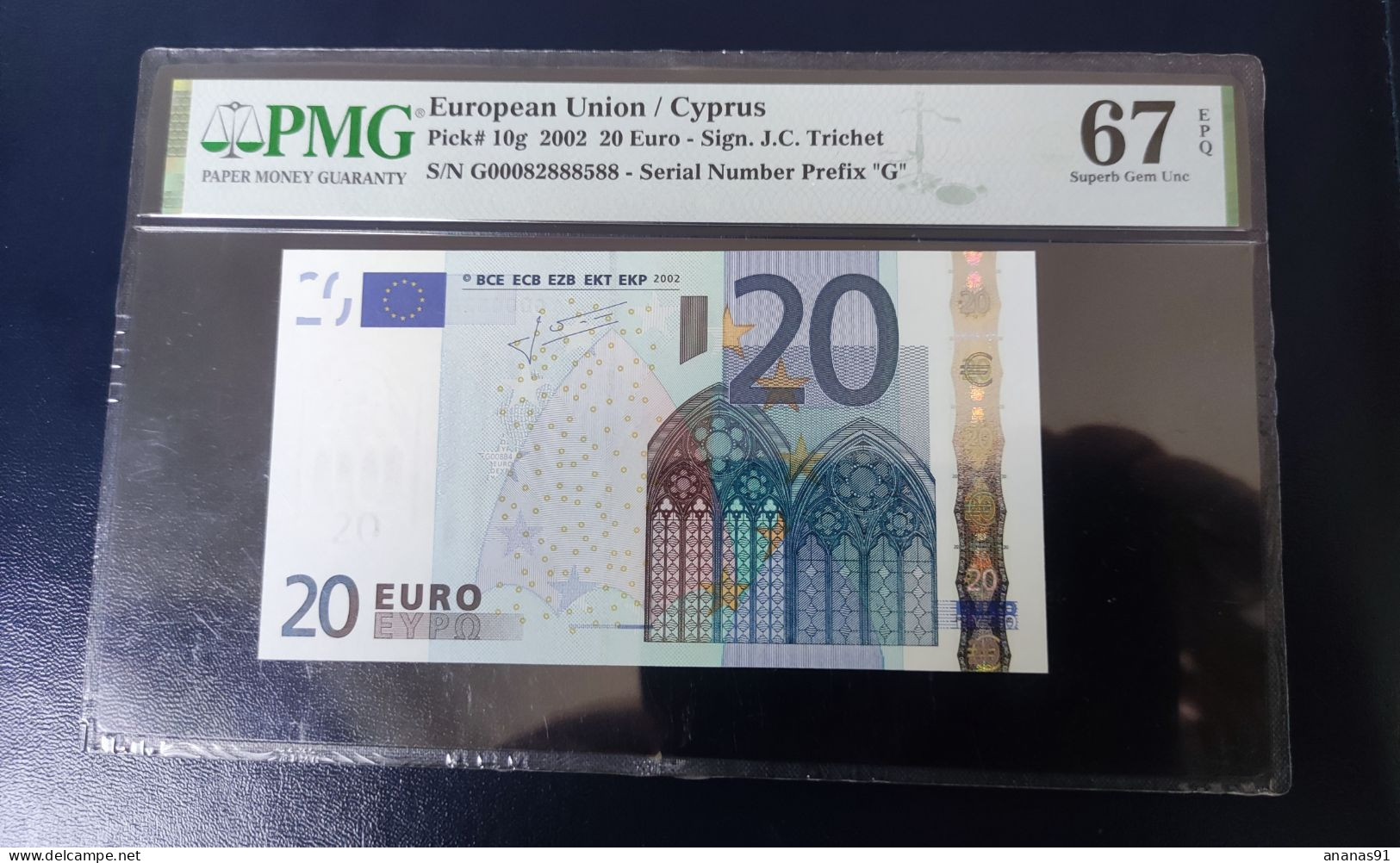 20 EURO - CYPRUS - G008  B4 - TRICHET - PMG 67 E - 20 Euro