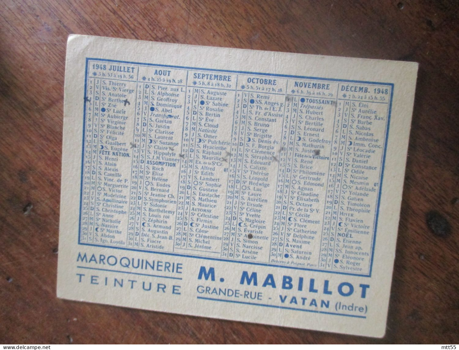 1947 ET 1948 LOT DE 2 CALENDRIER IMPRIMERIE MABILLOT ET PHARMACIE GUERIN - Petit Format : 1941-60