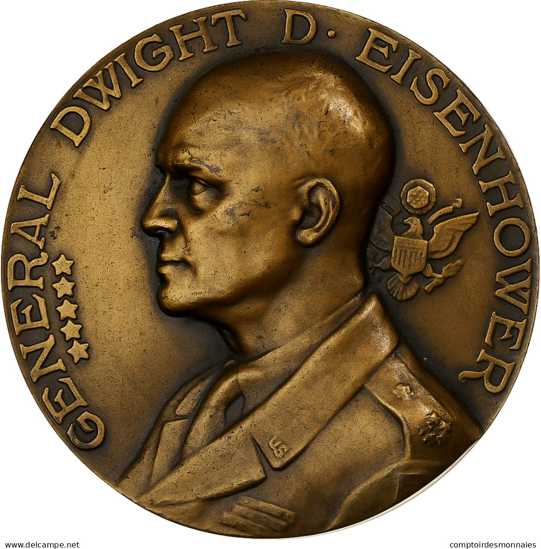 France, Médaille, General Dwight D. Eisenhower, Bronze, Morlon, SPL - Sonstige & Ohne Zuordnung