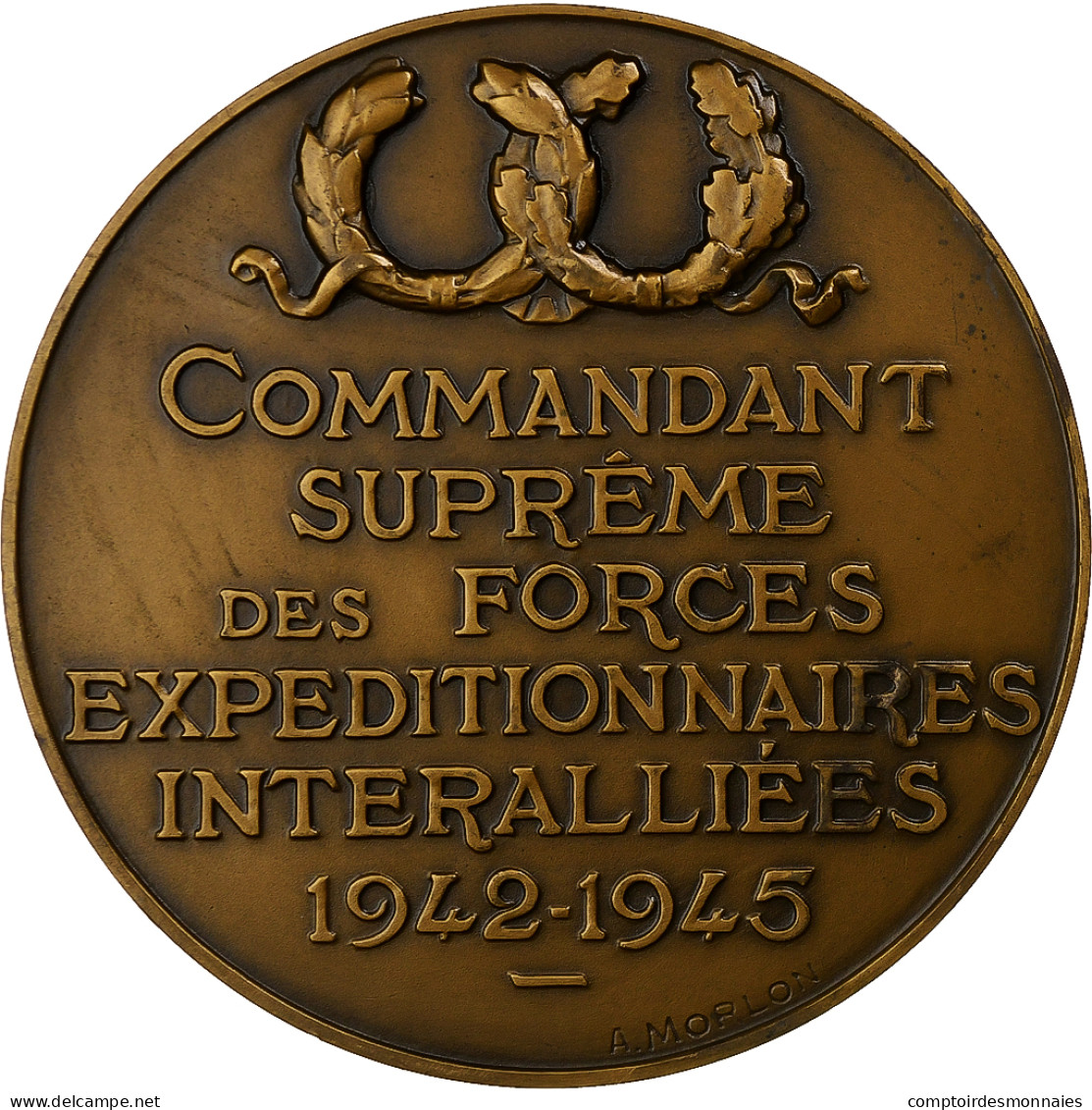 France, Médaille, General Dwight D. Eisenhower, Bronze, Morlon, SPL - Autres & Non Classés