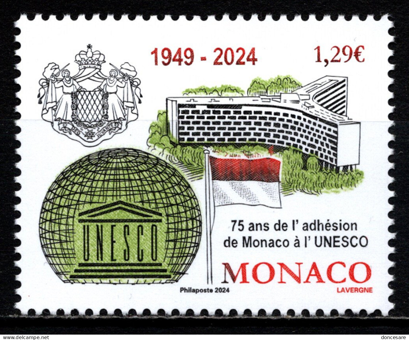 MONACO 2024 - 75 ANS DE L'ADHÉSION DE MONACO À L'UNESCO - NEUF ** - Ongebruikt