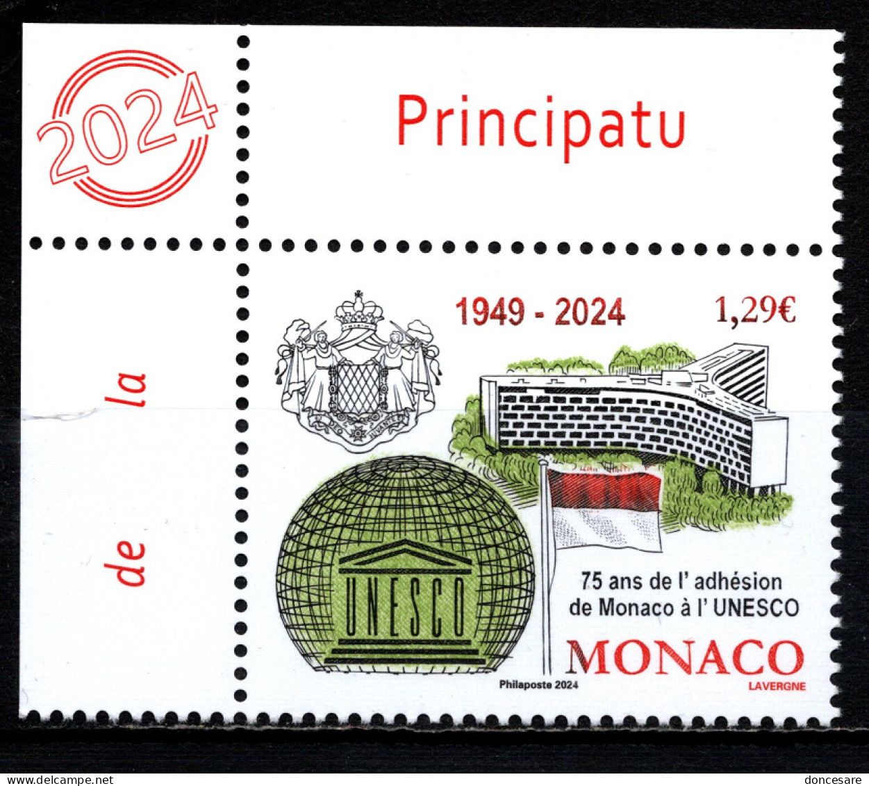 MONACO 2024 - 75 ANS DE L'ADHÉSION DE MONACO À L'UNESCO - NEUF ** - Unused Stamps