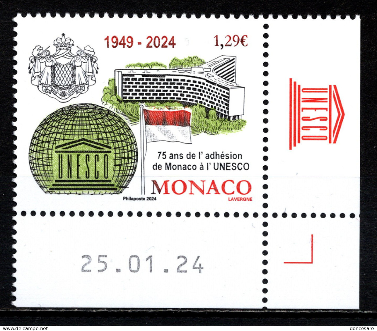 MONACO 2024 - 75 ANS DE L'ADHÉSION DE MONACO À L'UNESCO - NEUF ** - Unused Stamps