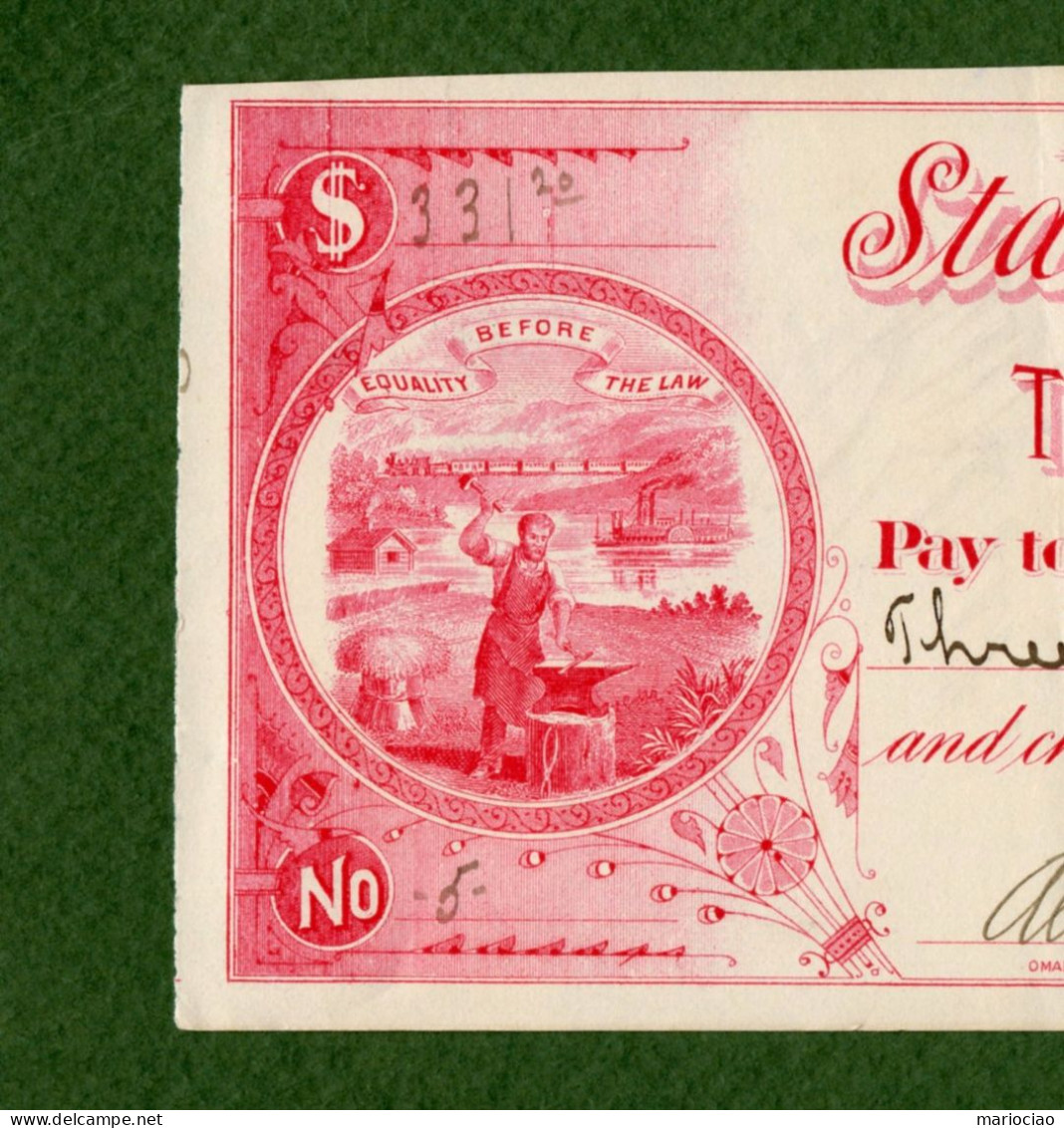 USA Check State Of Nebraska Treasurer Of Stanton County 1902 - Sonstige & Ohne Zuordnung