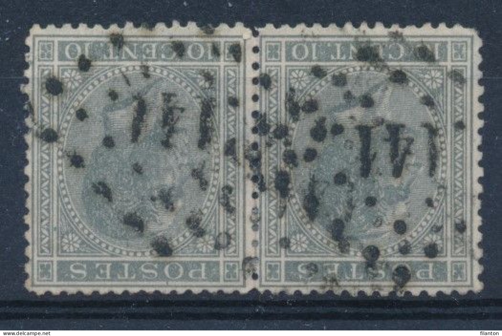 BELGIE - OBP Nr 17 (paar/paire) - Puntstempel 141 "GAND" - (ref. ST-2724) - 1865-1866 Profil Gauche
