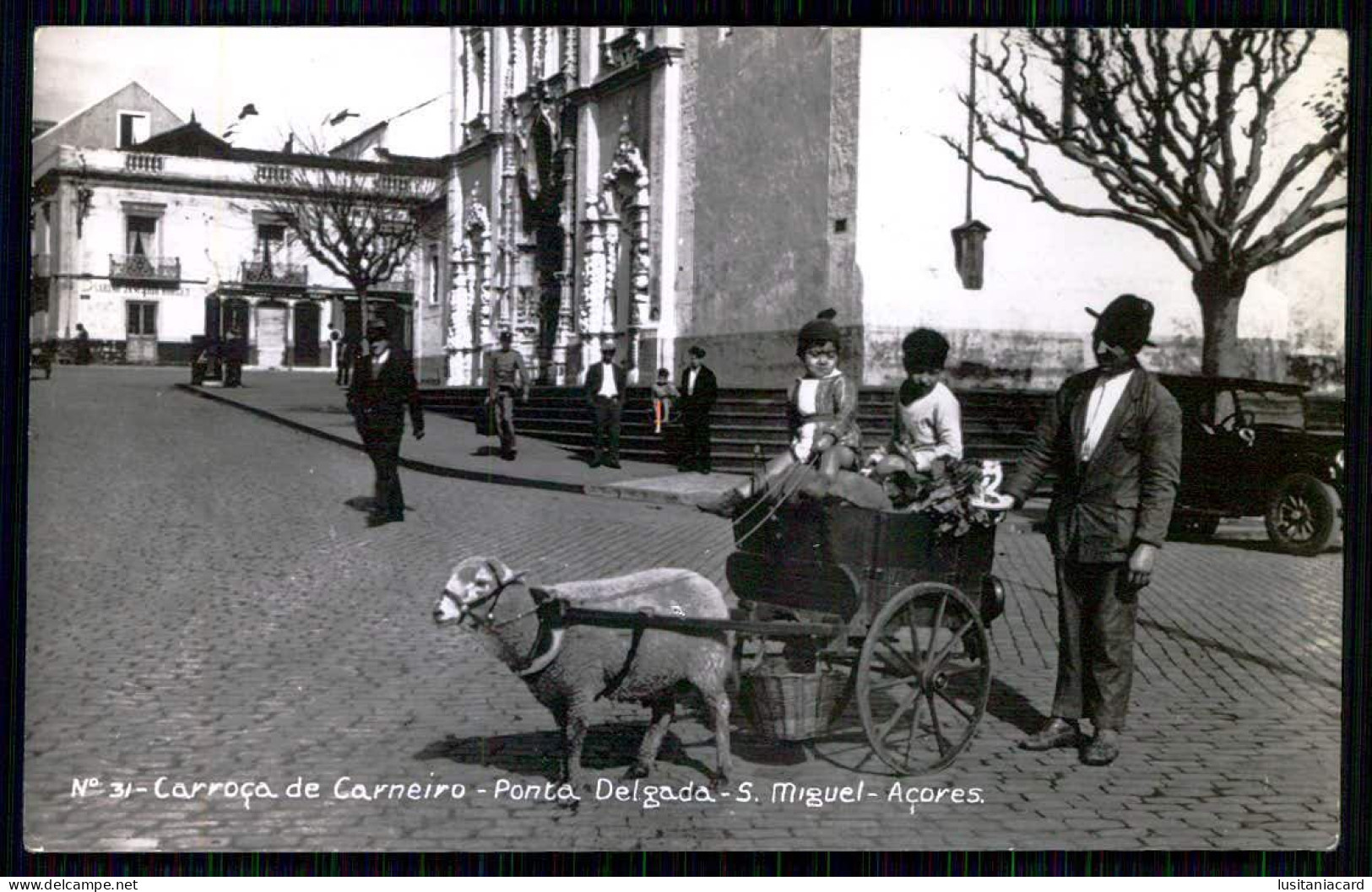 PORTUGAL-AÇORES-SÃO MIGUEL-PONTA DELGADA-Attelage De Mouton-Carroça De Carneiro(Ed.Cervejaria Pereira Nº31)carte Postale - Kunsthandwerk