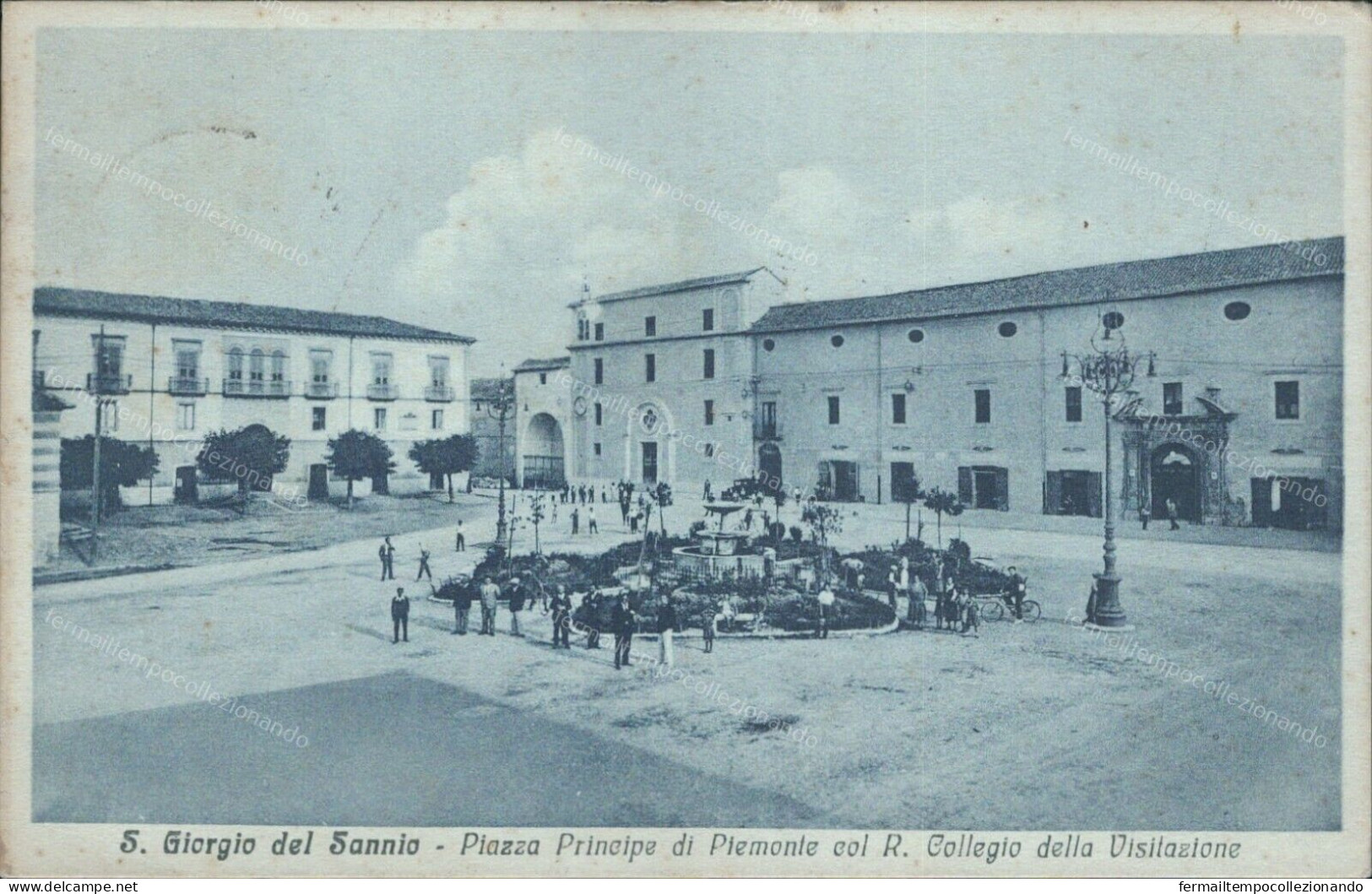 Cs107 Cartolina S.giorgio Del Sannio Piazza Principe Di Piemonte Benevento 1935 - Benevento