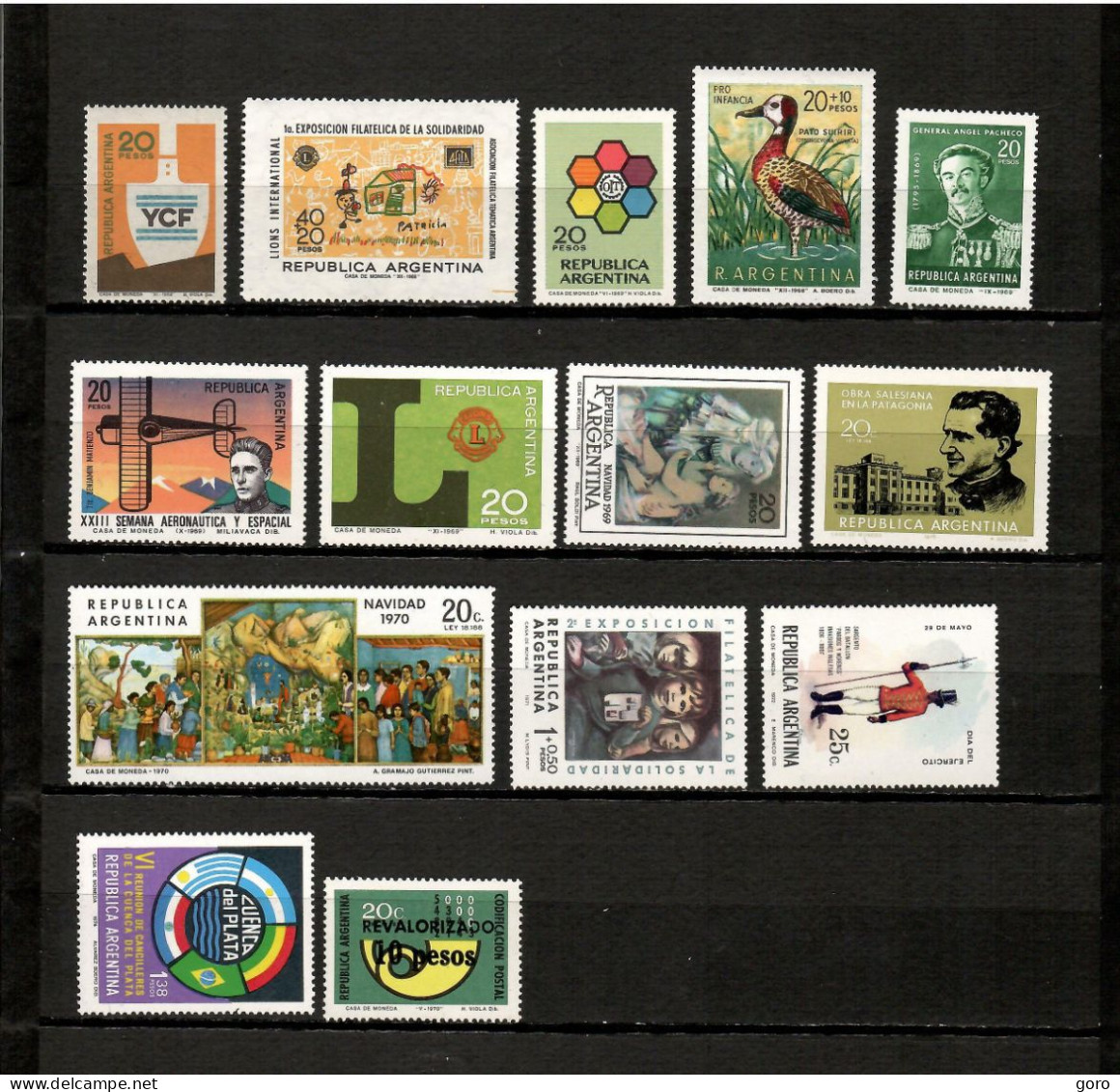 Argentina  1968-75  .-   Y&T  Nº   828-830-839-847-849-857-860-861-877-878-910-923-981-1028   ** - Unused Stamps