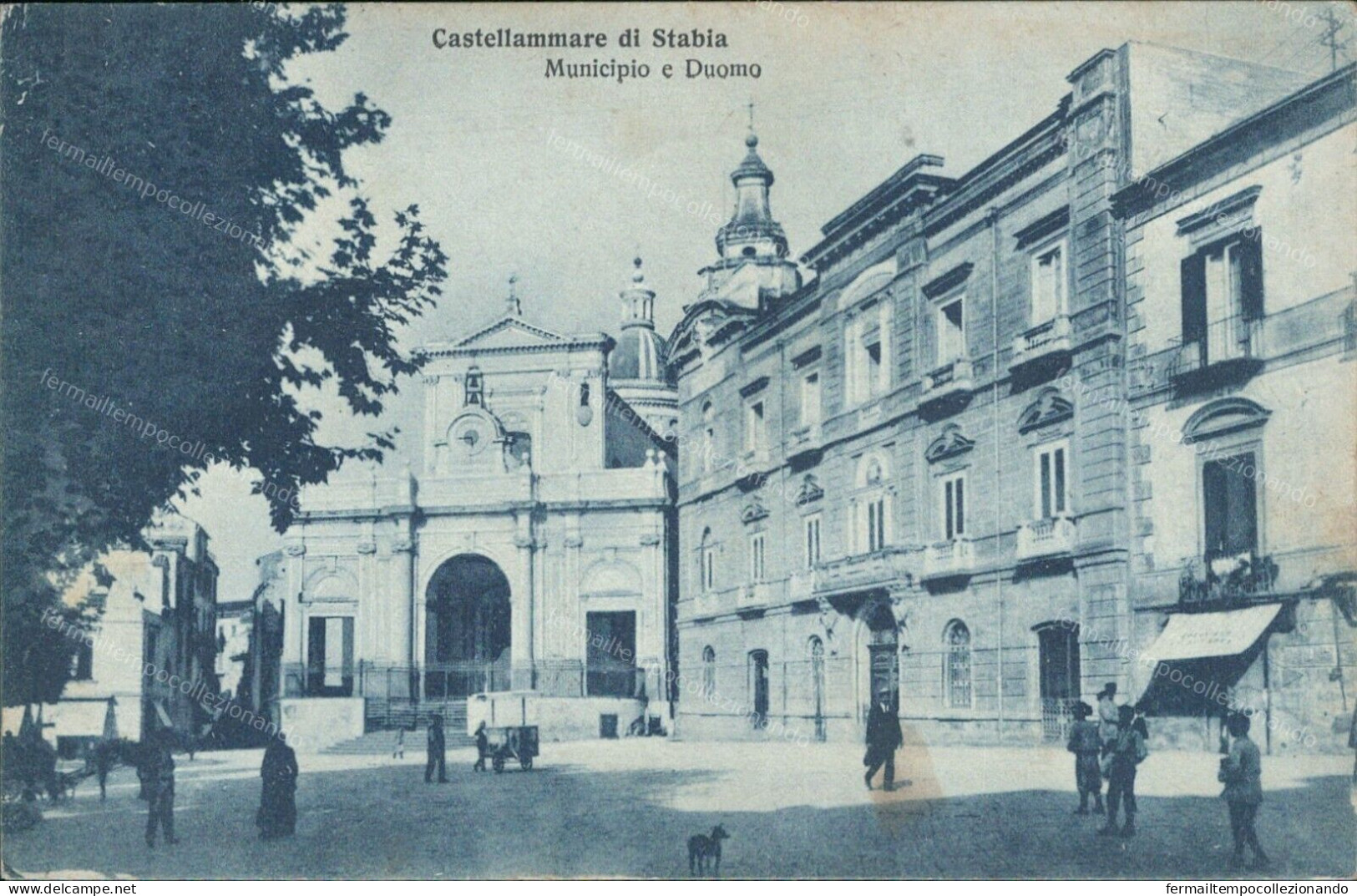 Cs110 Cartolina Castellammare Di Stabia Municipio E Duomo Napoli 1929 - Napoli (Napels)