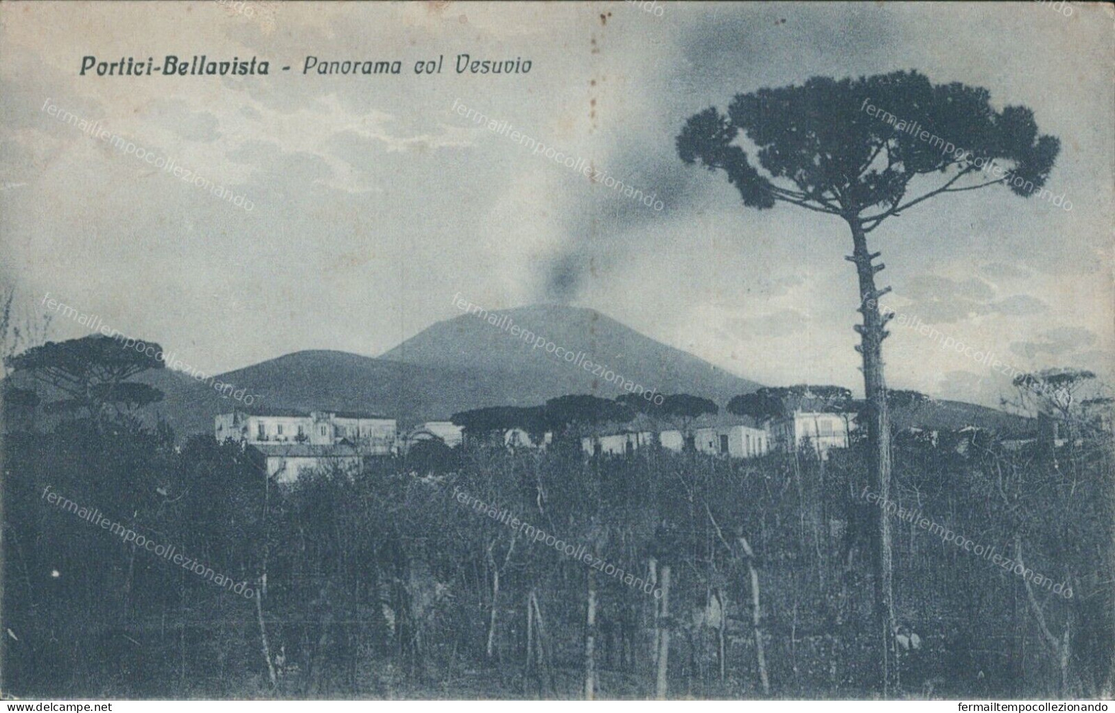 Cs113 Cartolina Portici Bellavista Panorama Col Vesuvio Napoli 1934 - Napoli (Napels)