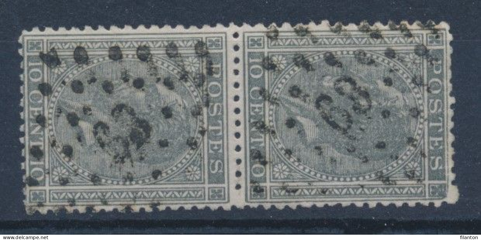 BELGIE - OBP Nr 17 (paar/paire) - Puntstempel 63 "BRUXELLES-NORD" - (ref. ST-2726) - 1865-1866 Profil Gauche