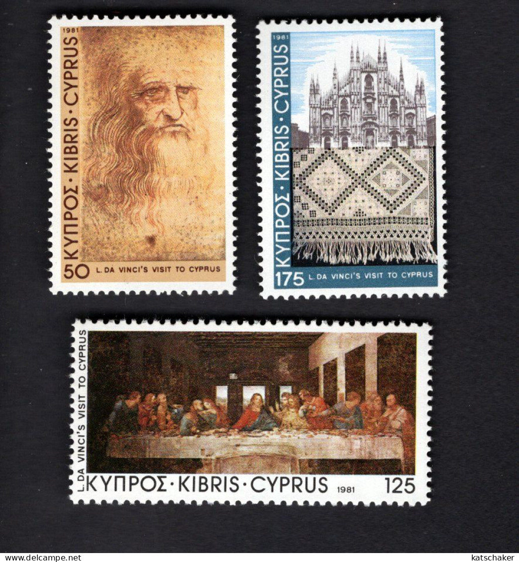 2024819867 1981 SCOTT 562 564 (XX) POSTFRIS MINT NEVER HINGED - DA VINCI'S VISIT TO CYPRUS - 500TH ANNIV - Unused Stamps