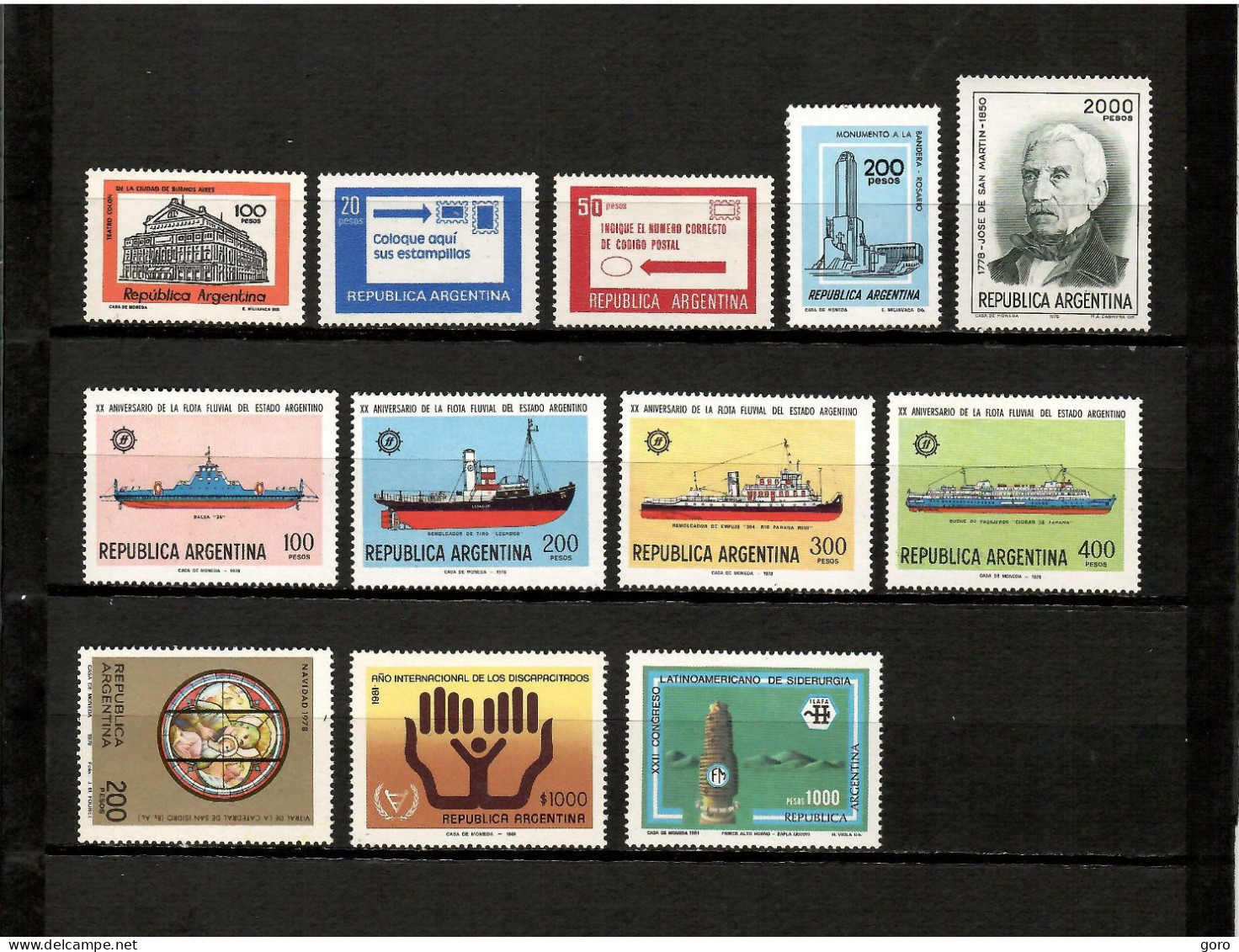 Argentina  1978-81  .-   Y&T  Nº   1130-1144/45-1149-1151-1152/55-1160-1162-1263   ** - Unused Stamps