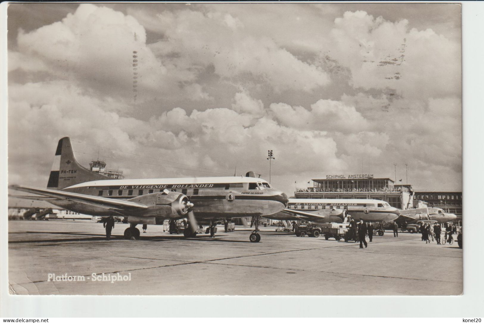 Vintage Rppc KLM K.L.M Royal Dutch Airlines Convair 240 & Vickers Viking Aircraft @ Schiphol Airport - 1919-1938