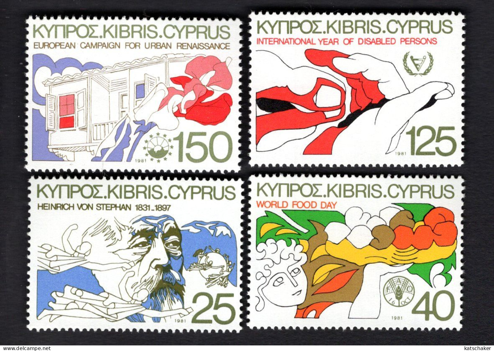20248209147 1981 SCOTT 570 573 (XX) POSTFRIS MINT NEVER HINGED - EUROPEAN CAMPAIGN FOR URBAN RENAISSANCE - Unused Stamps