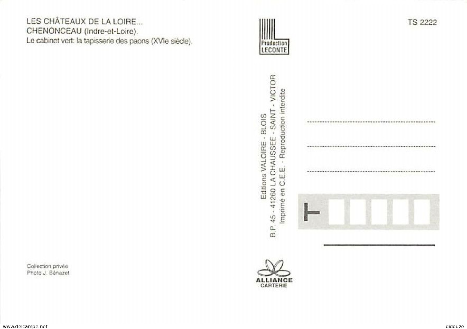 Art - Tapisserie - Château De Chenonceau - Le Cabinet Vert : La Tapisserie Des Paons (XVIe Siècle) - CPM - Carte Neuve - - Autres & Non Classés