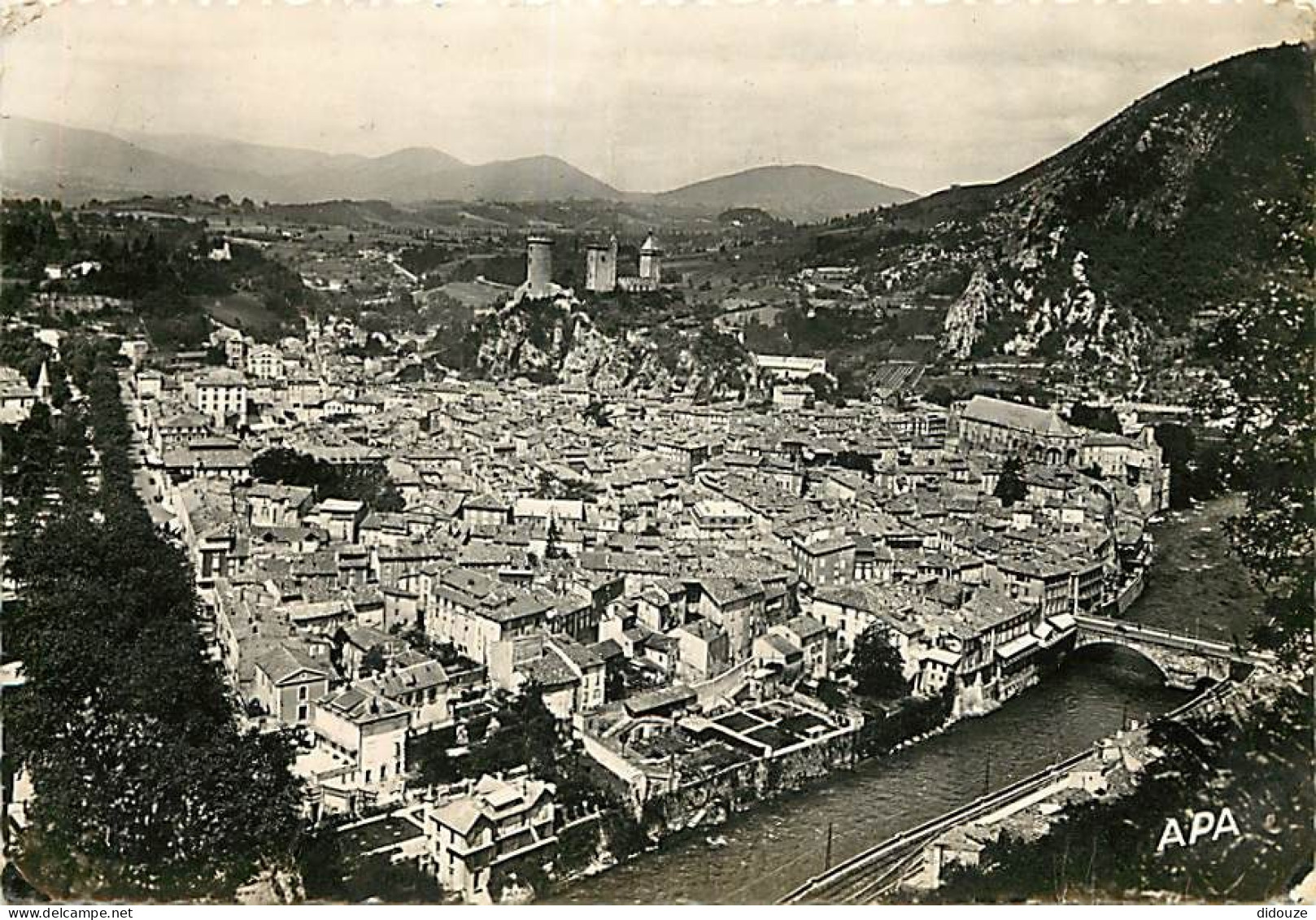 09 - Foix - Vue Générale Aérienne - Flamme Postale De Foix De 1957 Parfaite - Carte Dentelée - CPSM Grand Format - Voir  - Foix