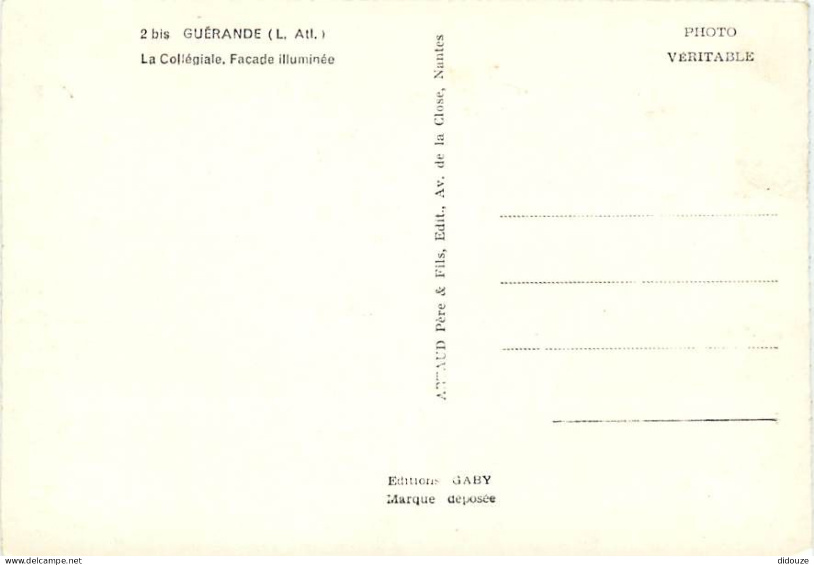 44 - Guérande - La Collégiale. Façade Illuminée - Mention Photographie Véritable - CPSM Grand Format - Voir Scans Recto- - Guérande