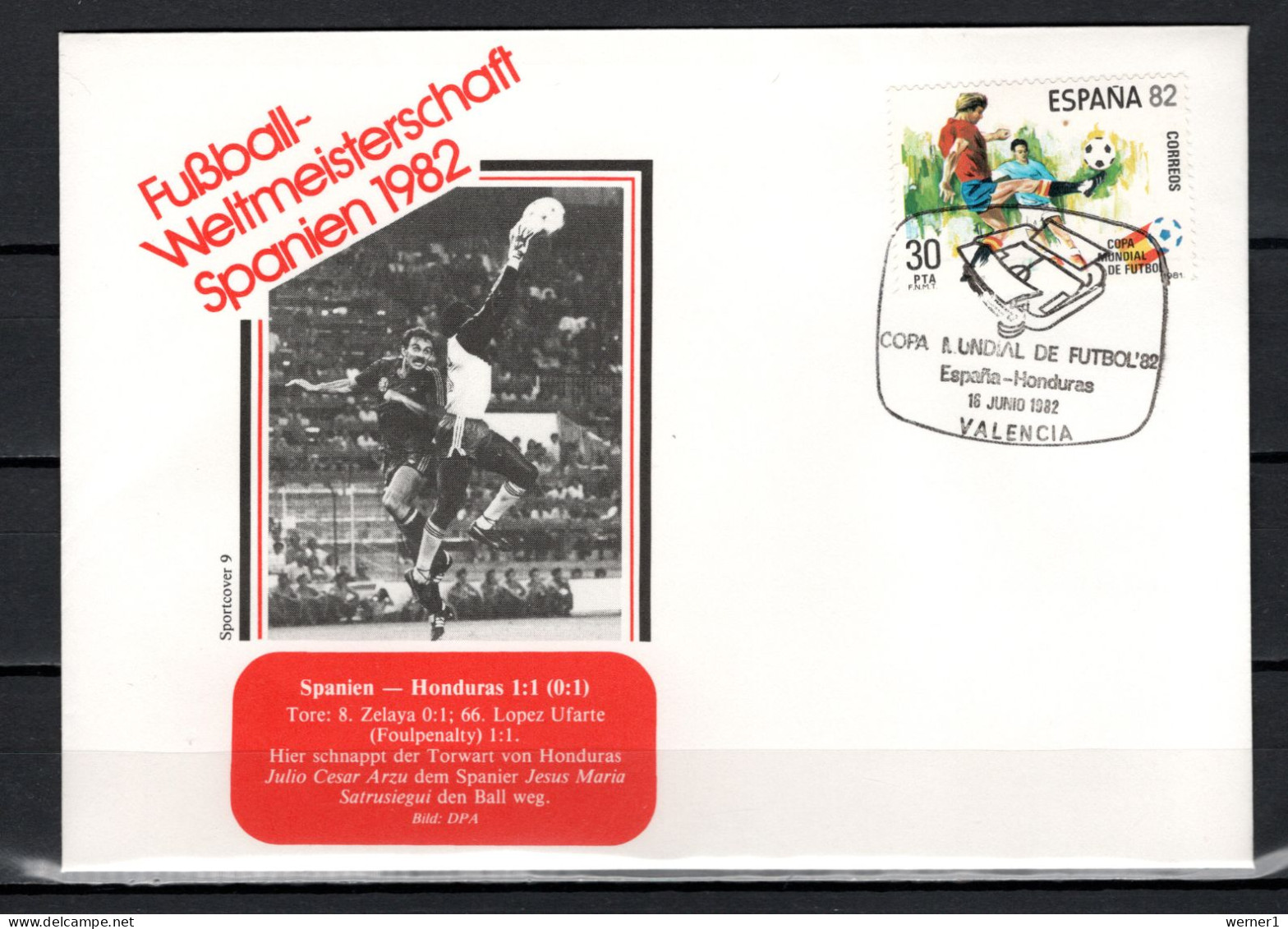 Spain 1982 Football Soccer World Cup Commemorative Cover Match Spain - Honduras 1:1 - 1982 – Espagne