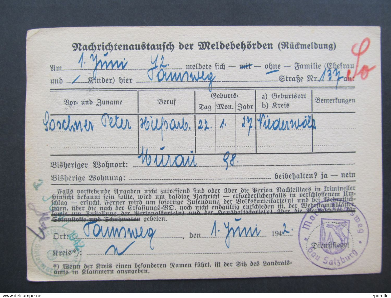 KARTE Tamsweg - Murau 1942 // D*59502 - Briefe U. Dokumente