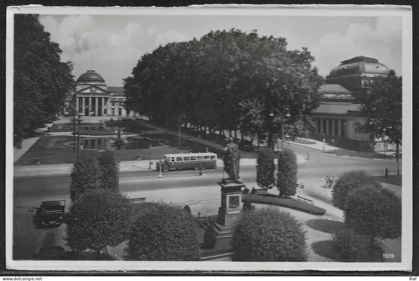 Germany. Wiesbaden. Weltkurastadt. Kurhaus Mit Staatstyheater. Illustrated View Posted Postcard - Wiesbaden