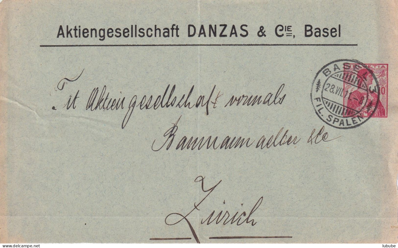 PrU-23  "Aktiengesellschaft Danzas, Basel"       1911 - Entiers Postaux