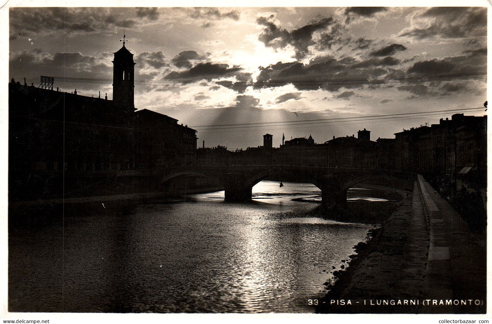 Pisa I Lungarni Tramonto Real Photo Vera Fotografia 1937 - Pisa