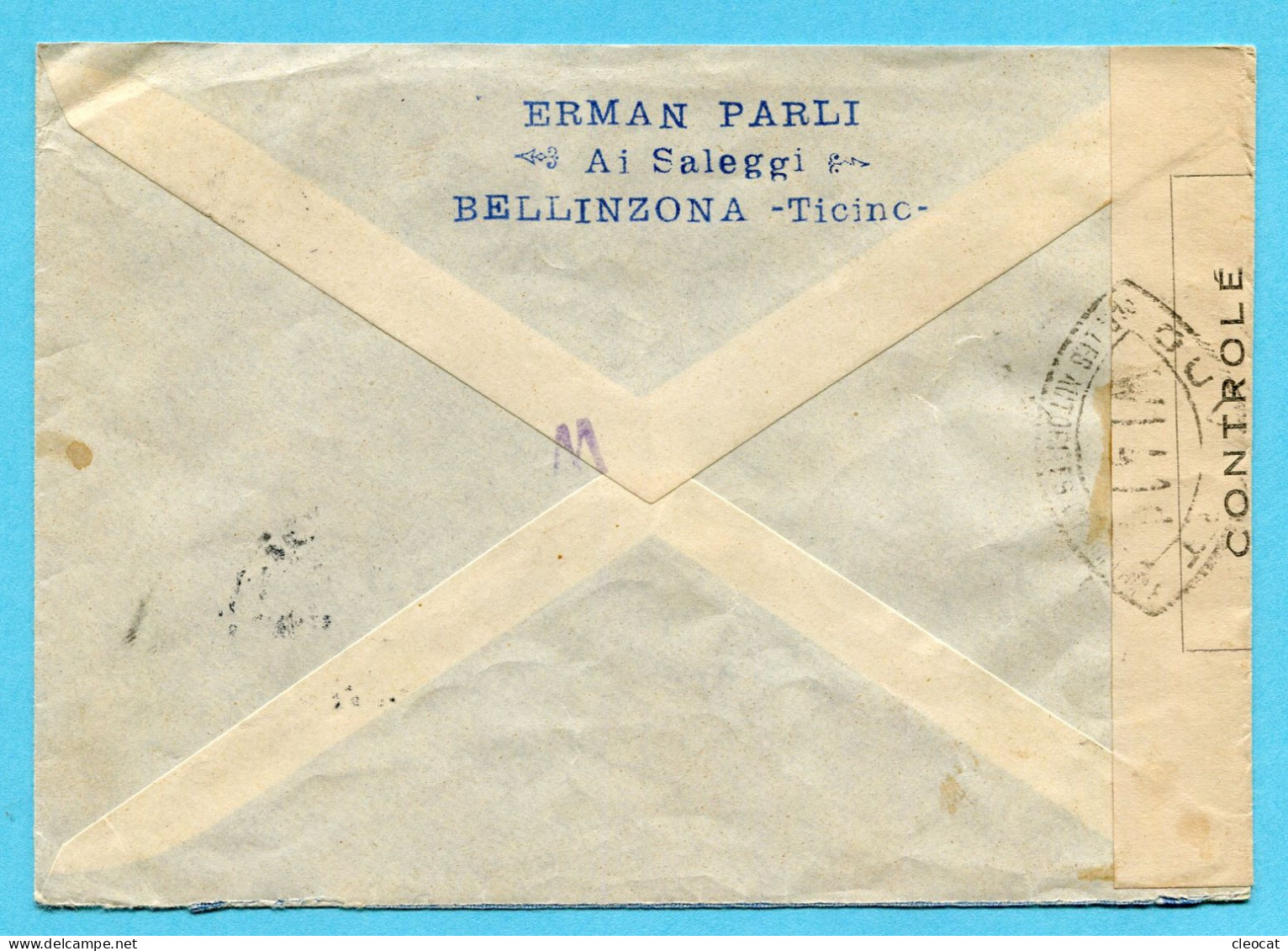 Zensurbrief Von Bellinzona Nach Nizza 1941 - Briefe U. Dokumente