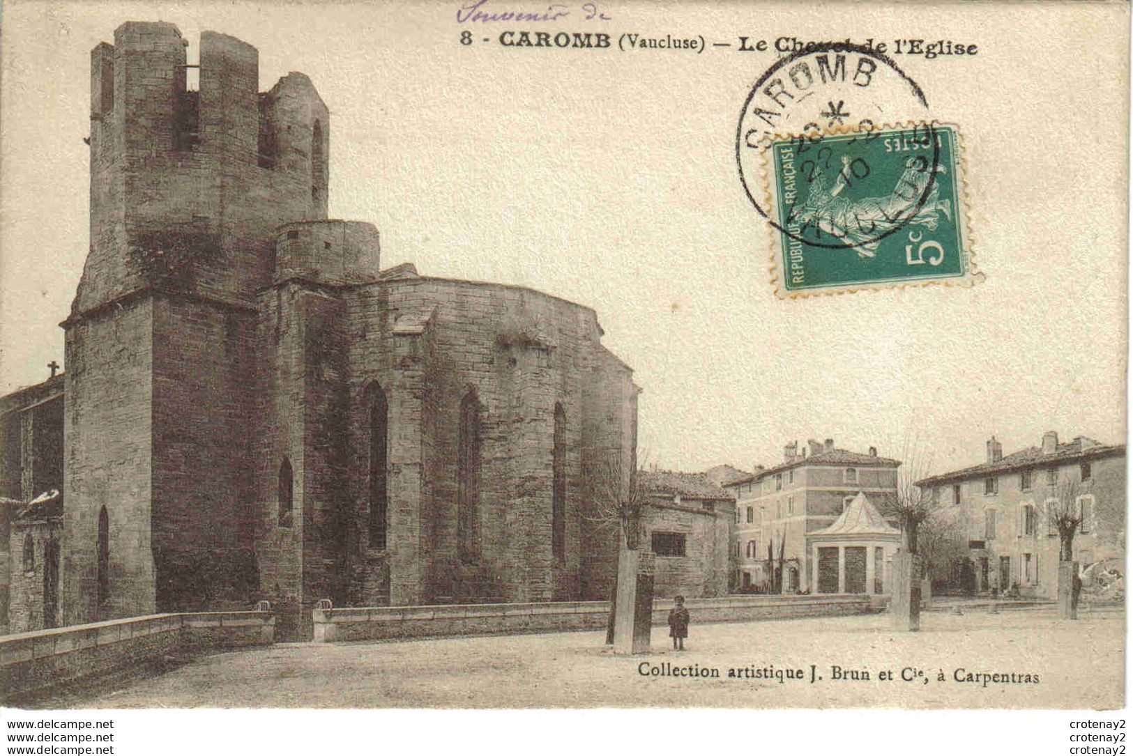 84 CAROMB Vers Carpentras N°8 Le Chevet De L'Eglise Collection J.Brun Et Cie Carpentras En 1910 VOIR DOS - Carpentras