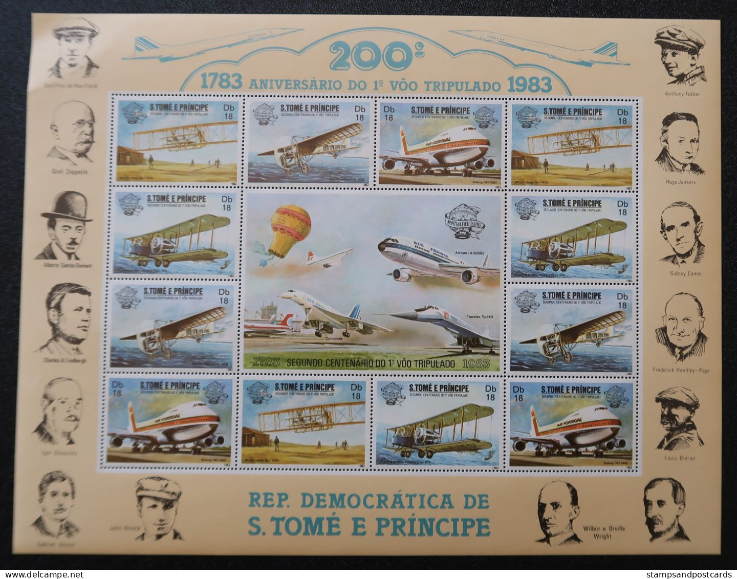 Sao Tome Et Principe 1983 Aviation Boeing 747 TAP Air Portugal Feuillet Plane Wright Brothers Sheetl. St Thomas & Prince - Sao Tome Et Principe