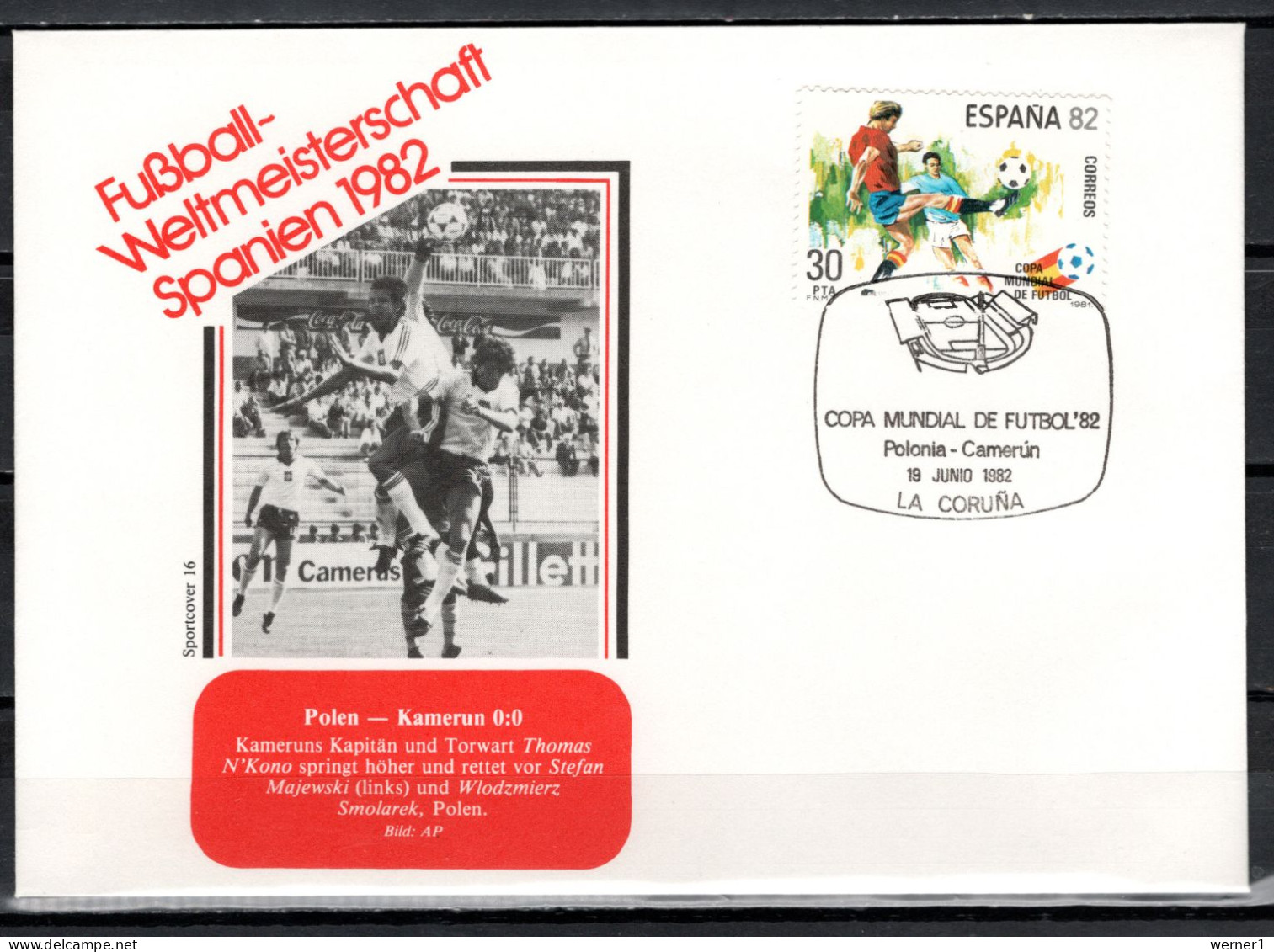 Spain 1982 Football Soccer World Cup Commemorative Cover Match Poland - Cameroon 0:0 - 1982 – Spain