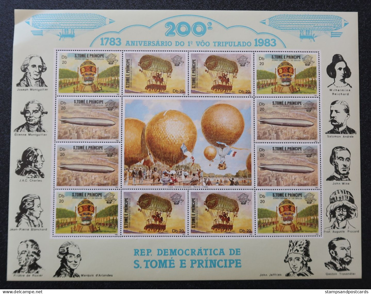 Sao Tome Et Principe 1983 Aviation Zeppelin Ballon Feuillet Balloon Sheetlet St Thomas & Prince - Sao Tome Et Principe