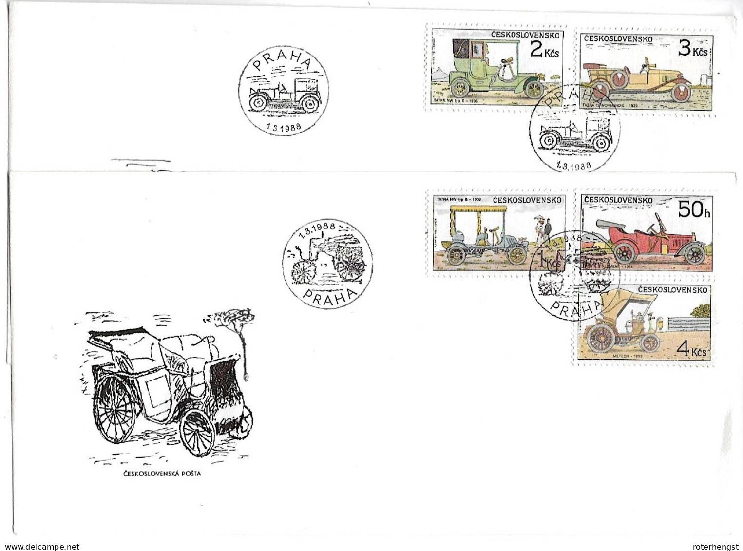 Czechoslovaquia 2 FDC With Car Set Tatra - FDC