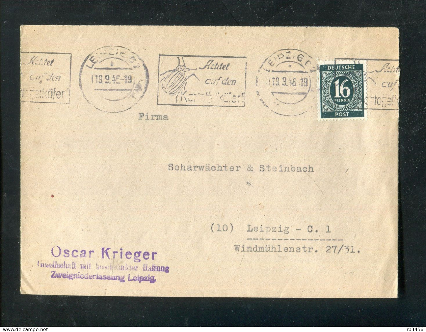 "ALL. BESETZUNG" 1946, Masch.-Stempel "LEIPZIG, Achtet Auf Den Kartoffelkaefer" Auf Brief (R1268) - Covers & Documents