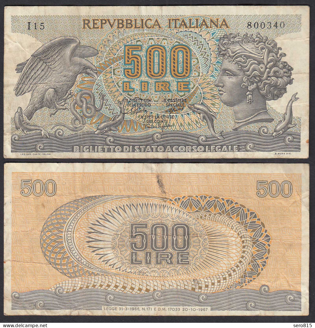 Italien - Italy 500 Lire Banknote 1967 Pick 93a F (4)    (32645 - Andere & Zonder Classificatie