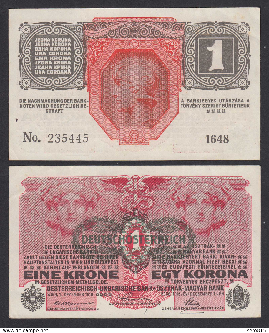 Österreich - Austria 1 Krone 1916 (1919) Pick 49 XF (2)     (32620 - Austria