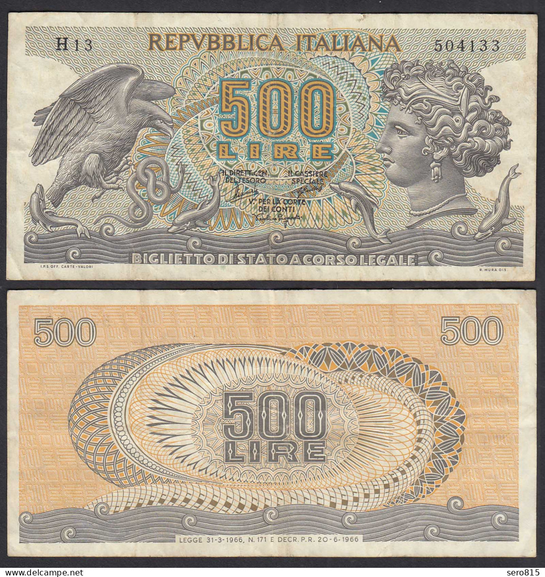 Italien - Italy 500 Lire Banknote 1966 Pick 93a Fast VF (3-)    (32642 - Sonstige & Ohne Zuordnung