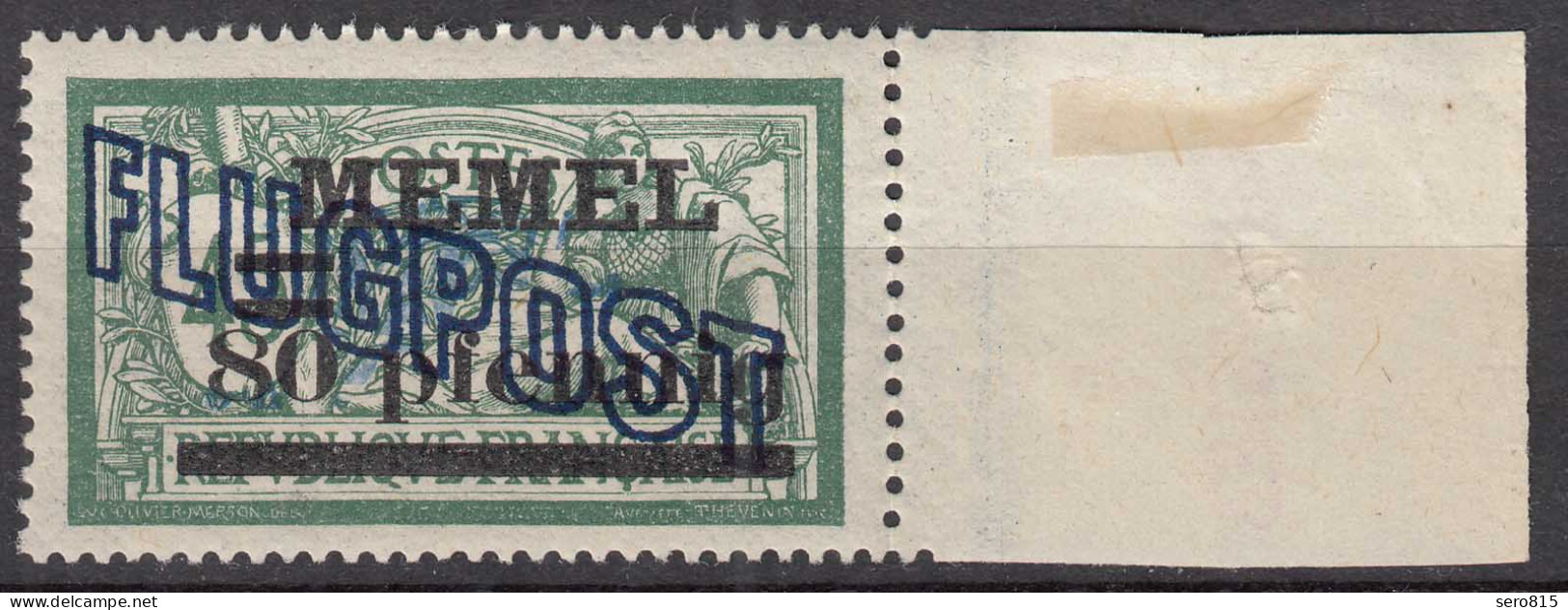 Memel 1921 Mi. 42 Flugpostmarke 80 Pf. Auf 45 C. Postfrisch MNH  (70463 - Memelland 1923