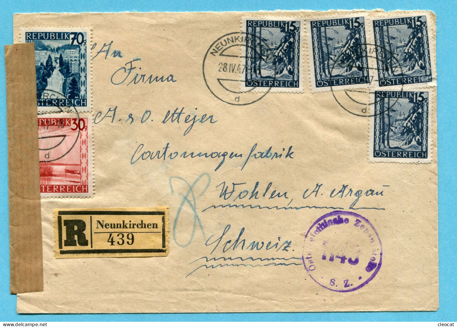 Zensurbrief Von Neunkirch Nach Wohlen 1947 - Covers & Documents