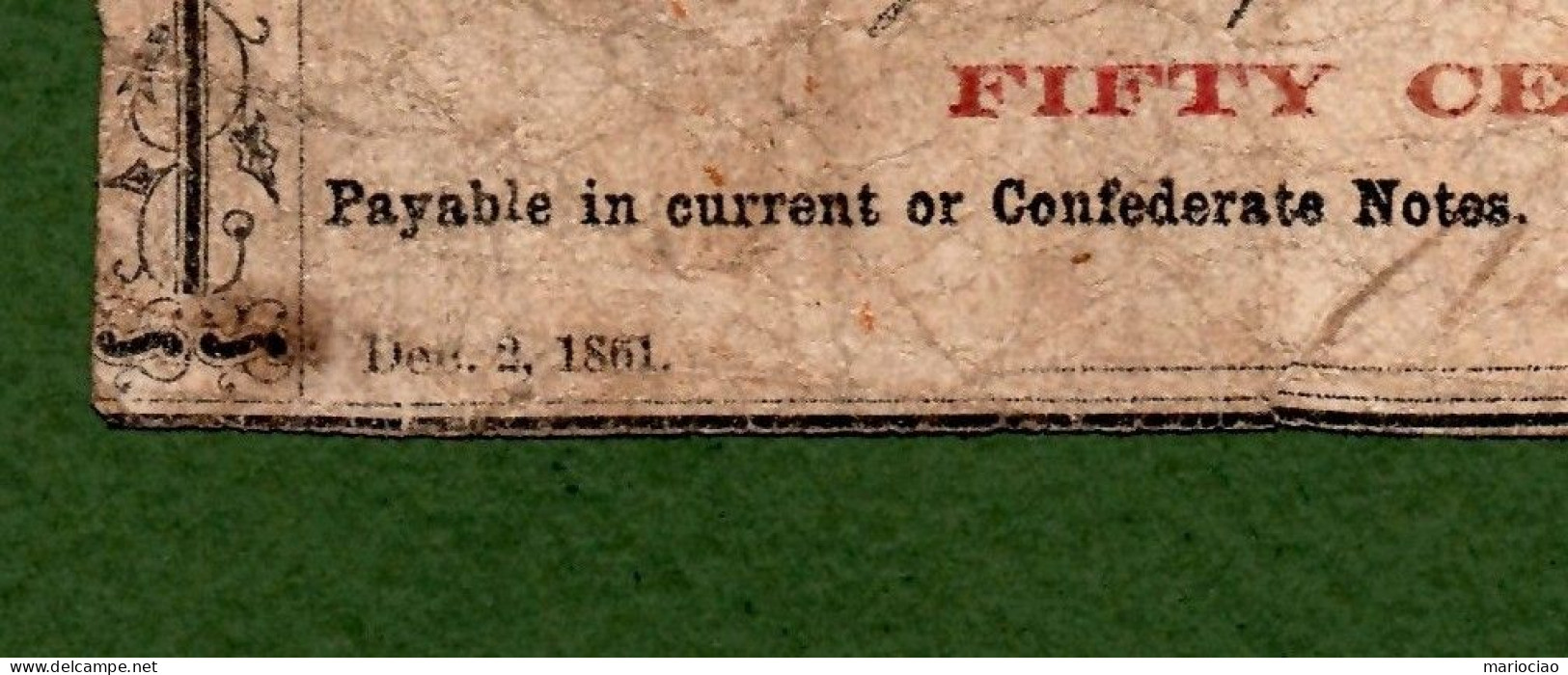 USA Note CIVIL WAR Augusta Savings Bank GEORGIA 1861 Pay 50 Cents In CONFEDERATE Notes COVERED WAGON - Valuta Van De Bondsstaat (1861-1864)