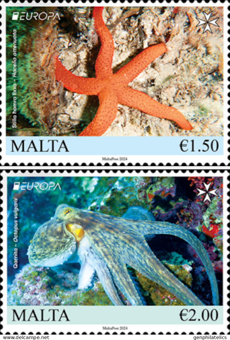 MALTA 2024 Europa CEPT. Underwater Fauna & Flora (Preorder) - Fine Set MNH - Malta