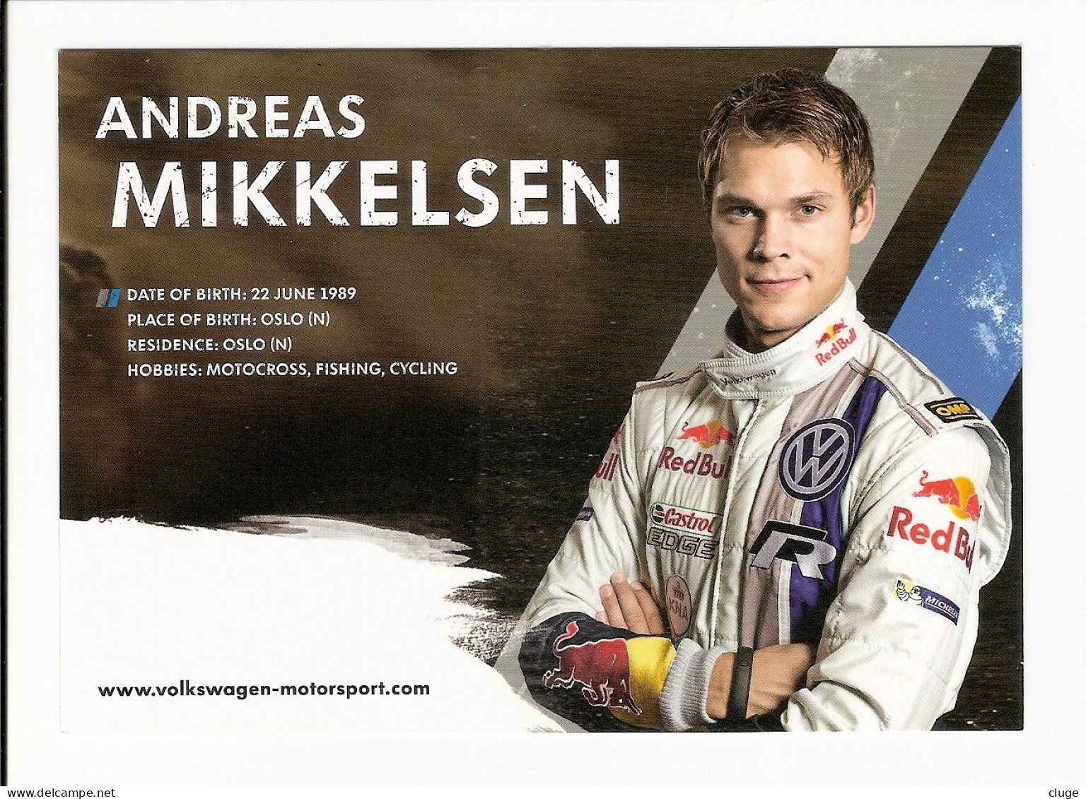 TEAM VOLKSWAGEN MOTORSPORT 2013 -  Andreas MIKKELSEN ( Norvège )  ( Vue Recto Verso ) - Rally