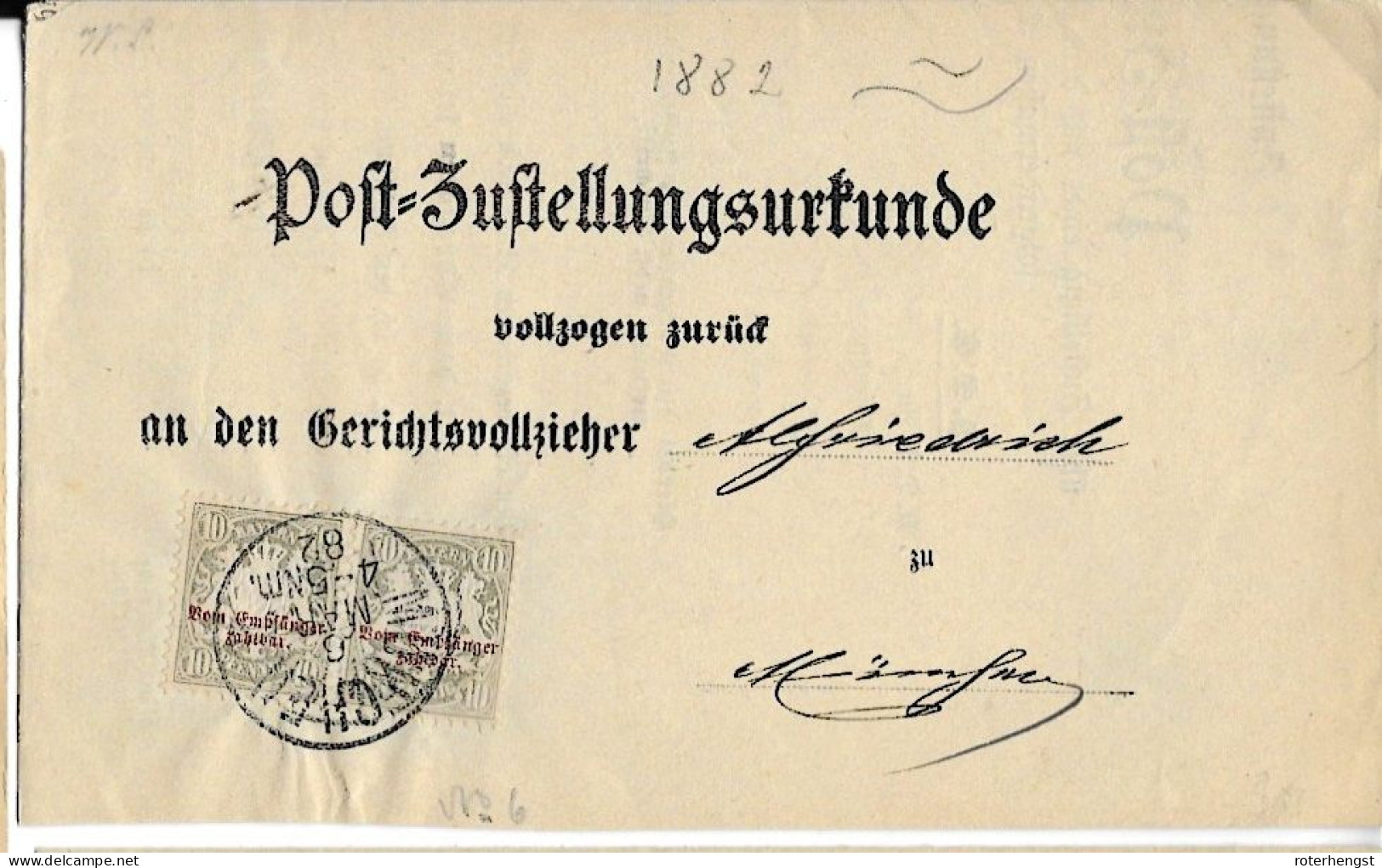 Bavaria 1882 Letter Postzustellungsurkunde Muenchen - Briefe U. Dokumente