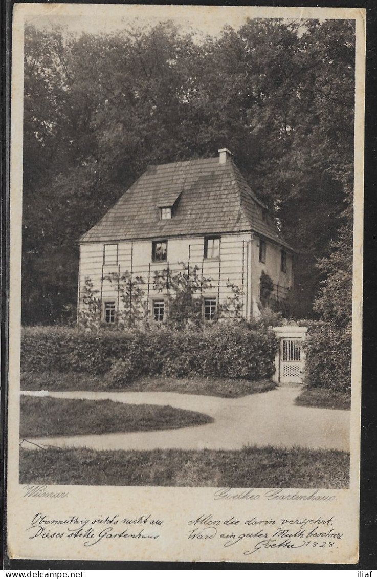 Germany. Weimar. Goethes Gartenhaus.. Illustrated View Posted Postcard - Weimar