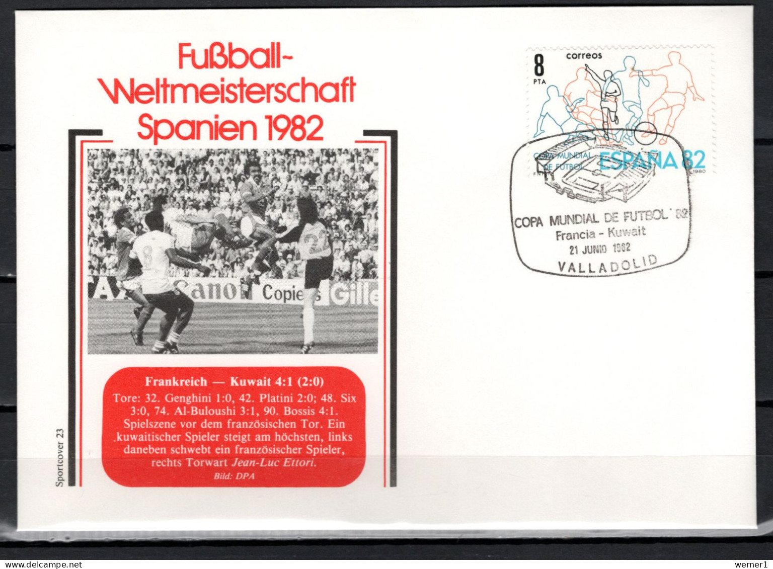 Spain 1982 Football Soccer World Cup Commemorative Cover Match France - Kuwait 4:1 - 1982 – Espagne