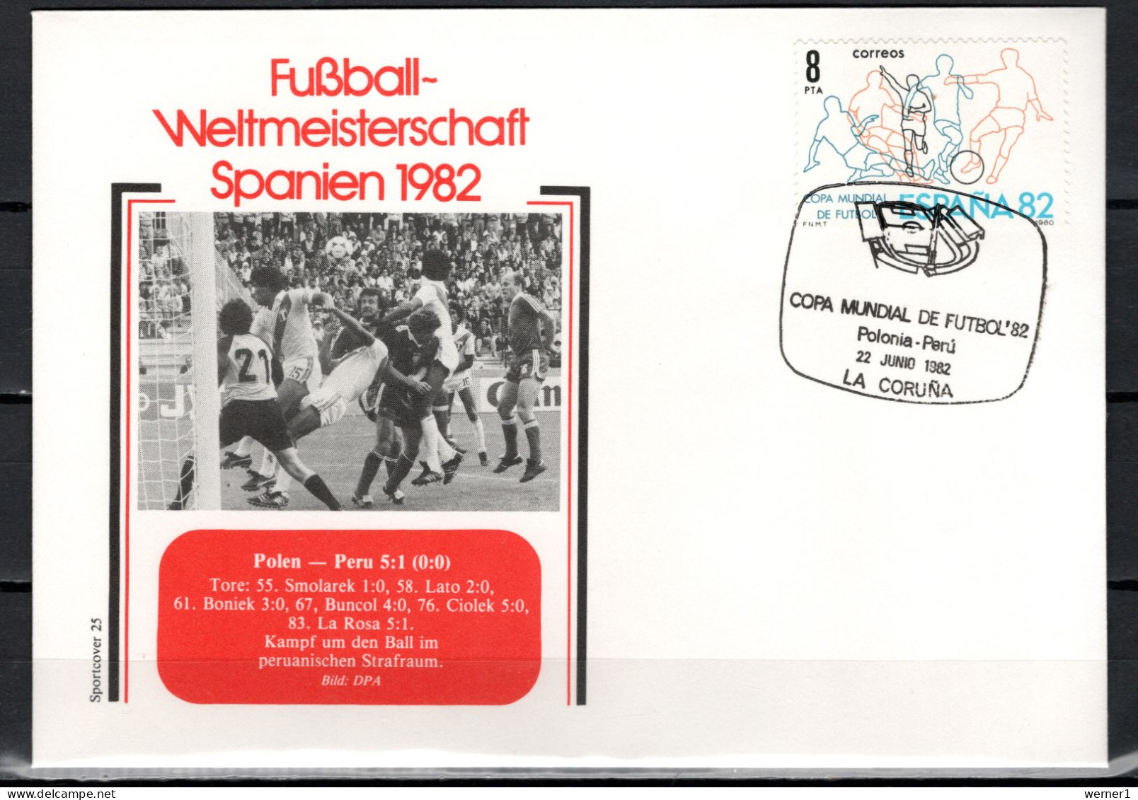 Spain 1982 Football Soccer World Cup Commemorative Cover Match Poland - Peru 5:1 - 1982 – Espagne