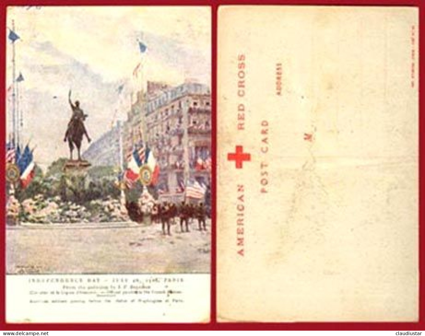 ** INDEPENDENCE  DAY -  4  JUILLET  1918  PARIS ** - Croix-Rouge