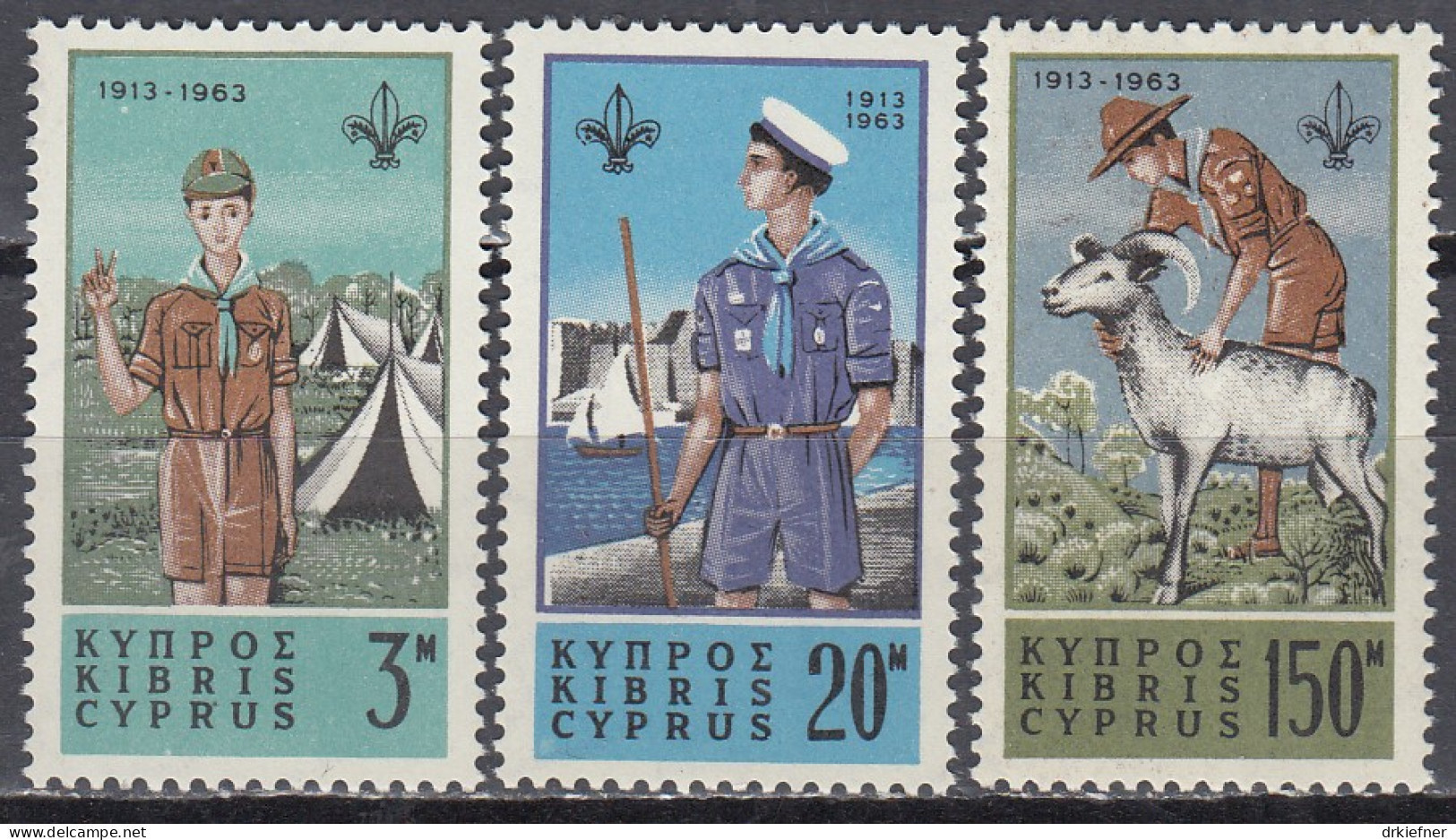 ZYPERN  220-222,  Postfrisch **, 50 Jahre Pfadfinderbewegung, 1963 - Unused Stamps